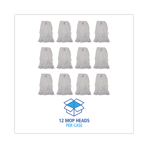 Boardwalk&reg; Medium Looped Mop Head with Tailband, 12 Mop Heads (BWK8002)