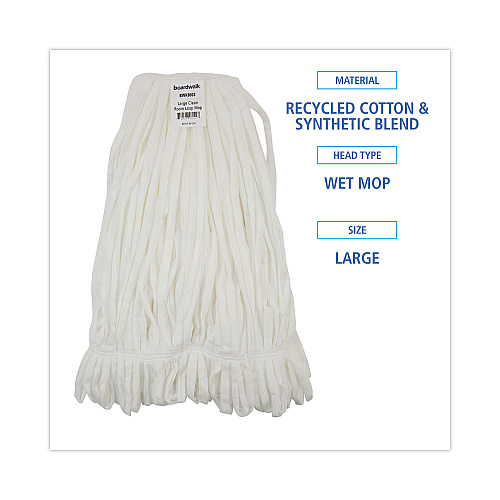 Boardwalk&reg; Enviro Clean Looped Mop Head, Large, White, 12 Mop Heads (BWK8003)