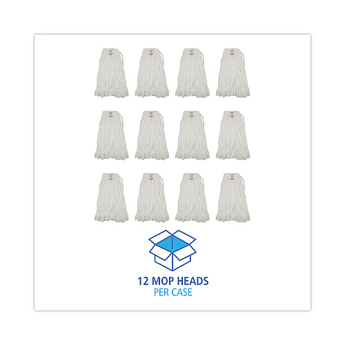 Boardwalk&reg; Enviro Clean Looped Mop Head, Large, White, 12 Mop Heads (BWK8003)