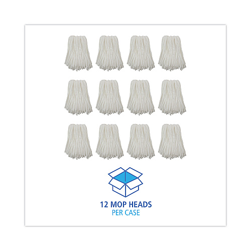 Boardwalk Nonwoven Cut End Edge Mop, Rayon/Polyester, #24, White, 12/Carton (BWKBW2024)