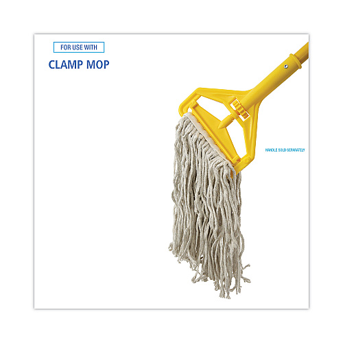 Boardwalk&reg; Cut-End Cotton Mop Head, White, 4-Ply, #16 Band, 12 Mops (BWKCM02016S)