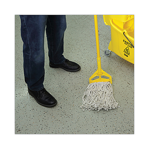 Boardwalk&reg; Cut-End Cotton Mop Head, White, 4-Ply, #16 Band, 12 Mops (BWKCM02016S)
