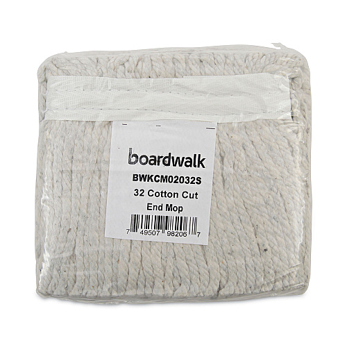 Boardwalk&reg; Mop Head, Cotton, Cut-End, White, 4-Ply, #32 Band (BWKCM02032S)