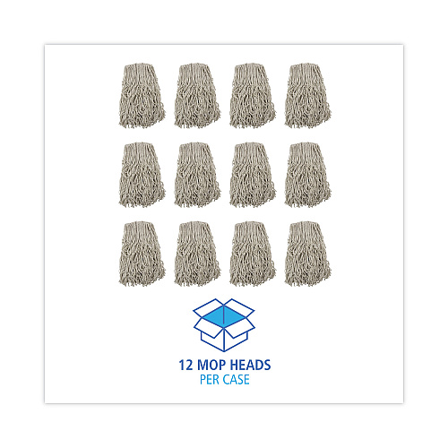 Boardwalk&reg; Mop Head, Cotton, Cut-End, White, 4-Ply, #32 Band (BWKCM02032S)