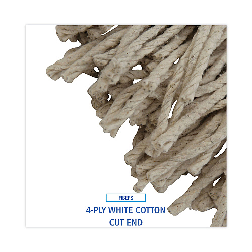 Boardwalk&reg; Mop Head, Cotton, Cut-End, White, 4-Ply, 32oz, 12/Carton (BWKCM20032)