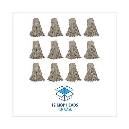 Boardwalk&reg; Mop Head, Cotton, Cut-End, White, 4-Ply, 32oz, 12/Carton (BWKCM20032)