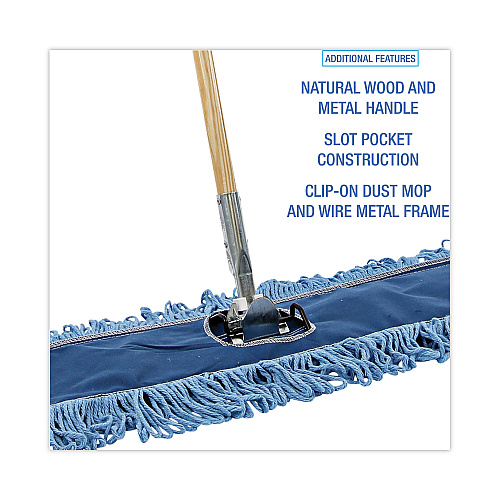 Boardwalk&reg; Looped-End Dust Mop Kit, 36 x 5 Mop Head, Handle, Frame (BWKHL365BSPC)