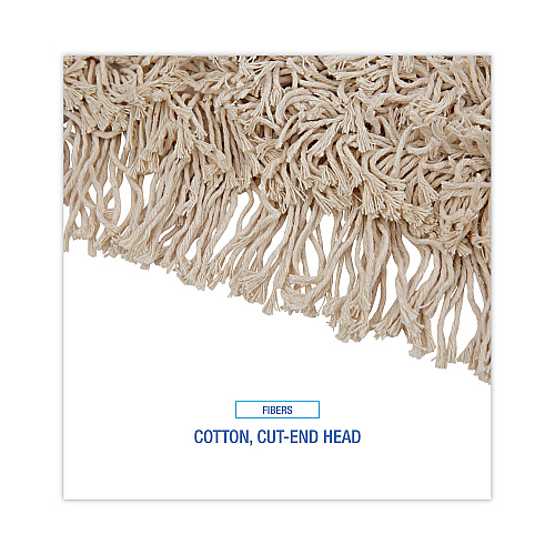 Boardwalk&reg; Cut-End Dust Mop Kit, 24 x 5, 60" Wood Handle, Natural (BWKM245C)