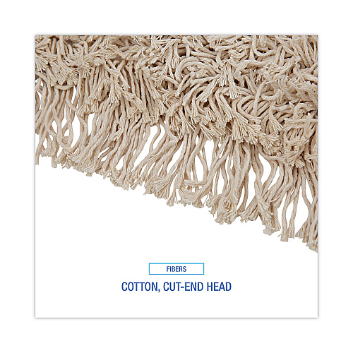 Boardwalk&reg; Cut-End Dust Mop Kit, 36 x 5, 60" Wood Handle, Natural (BWKM365C)