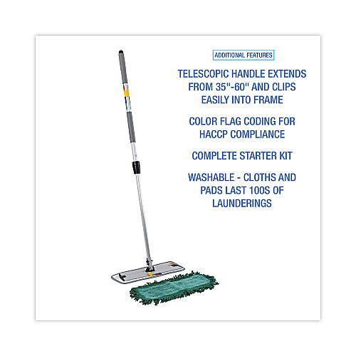 Boardwalk&reg; Microfiber Mop Kit, Frame/Handle, Wet Pad, Dust Mop, Cloths (BWKMFKIT)