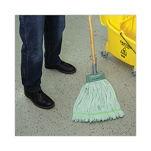 Boardwalk&reg; Microfiber Looped-End Wet Mop Head, Large, Green, 12 Mops (BWKMWTLGCT)