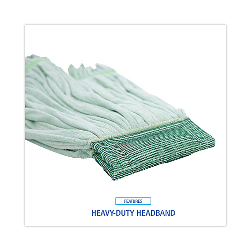 Boardwalk&reg; Microfiber Looped-End Wet Mop Head, Large, Green, 12 Mops (BWKMWTLGCT)