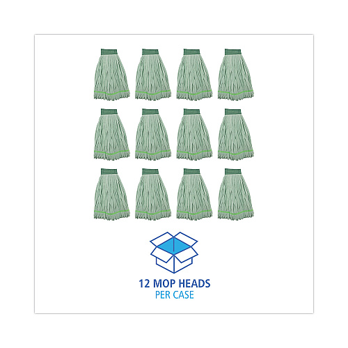 Boardwalk&reg; Microfiber Looped-End Wet Mop Head, Large, Green, 12 Mops (BWKMWTLGCT)