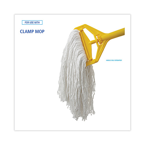 Boardwalk&reg; Banded Rayon Cut-End Mop Heads, White, #24, 12 Mops (BWKRM03024S)