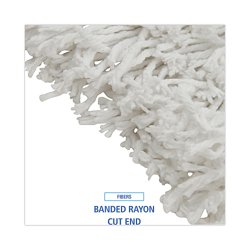Boardwalk&reg; Banded Rayon Cut-End Mop Heads, White, #24, 12 Mops (BWKRM03024S)