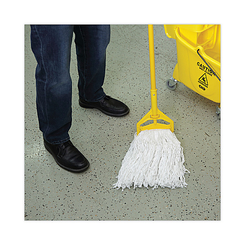 Boardwalk&reg; Banded Rayon Cut-End Mop Heads, White, #24, 12 Mops (BWKRM03024S)