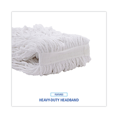 Boardwalk&reg; Banded Rayon Cut-End Mop Heads, White, #24, 12 Mops (BWKRM03024S)