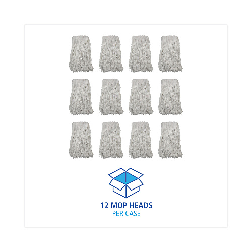 Boardwalk&reg; Banded Rayon Cut-End Mop Heads, White, #24, 12 Mops (BWKRM03024S)