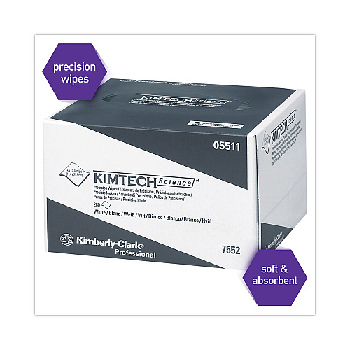 Kimtech Precision Wipers, POP-UP Box, 1-Ply, 4.4 x 8.4, Unscented, White, 280/Box, 60 Boxes/Carton (05511)