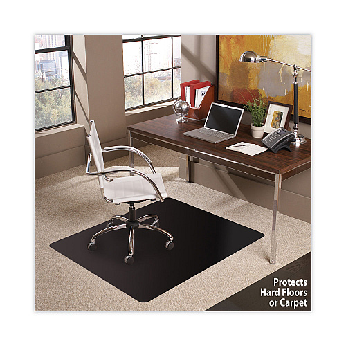 ES Robbins Floor+Mate, For Hard Floor to Medium Pile Carpet up to 0.75", 46 x 48, Black (121542)