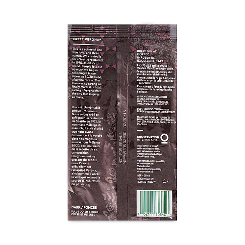 Starbucks Coffee, Caffe Verona, 2.7 oz Packet, 72/Carton (11018192CT)