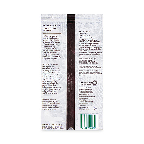 Starbucks Coffee, Pike Place, 2.5oz, 18/Box (11018197)