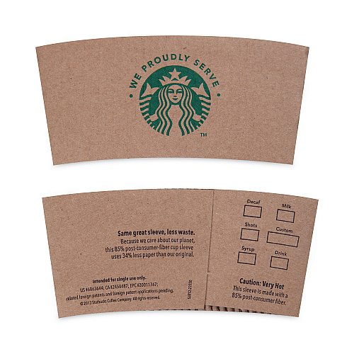 Starbucks Cup Sleeves, Fits 12, 16, 20 oz Hot Cups, Kraft, 1,380/Carton ...