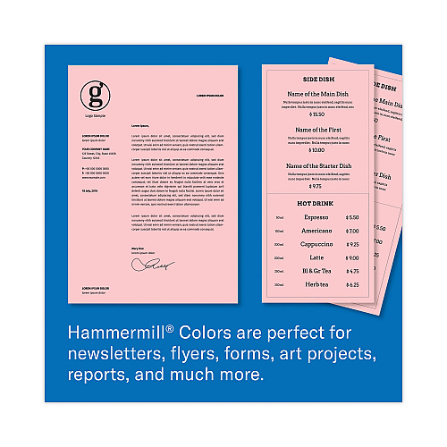 Hammermill Colors Print Paper, 20 lb Bond Weight, 8.5 x 11, Pink, 500/Ream (103382)