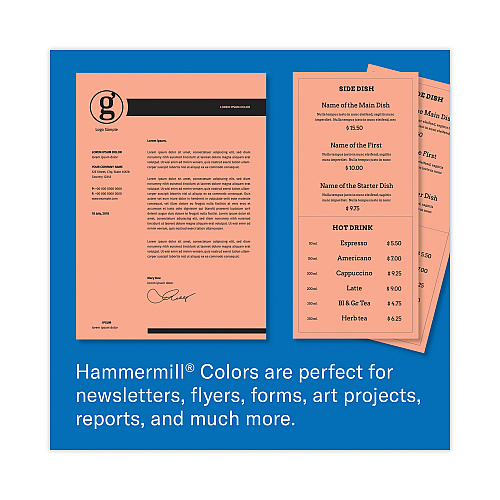 Hammermill Colors Print Paper, 20 lb Bond Weight, 8.5 x 11, Salmon, 500 Sheets/Ream, 10 Reams/Carton (103119CT)