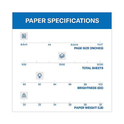 Hammermill Tidal Print Paper Express Pack, 92 Bright, 20 lb Bond Weight, 8.5 x 11, White, 2,500 Sheets/Carton (163120)