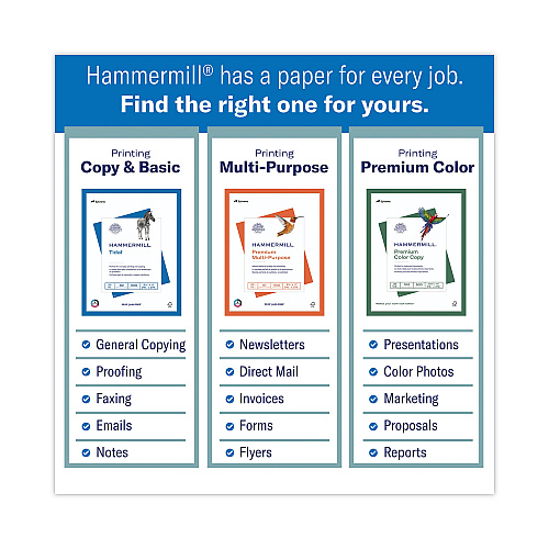 Hammermill Premium Color Copy Cover, 100 Bright, 80 lb Cover Weight, 8.5 x 11, 250/Pack (120023)
