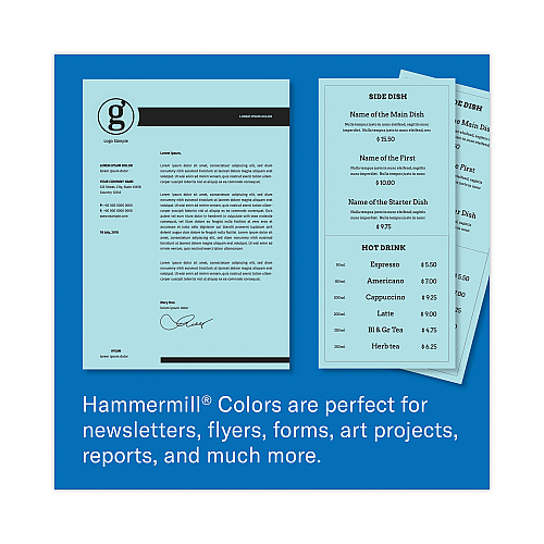 Hammermill Colors Print Paper, 20 lb Bond Weight, 8.5 x 11, Blue, 500 Sheets/Ream, 10 Reams/Carton (103309CT)