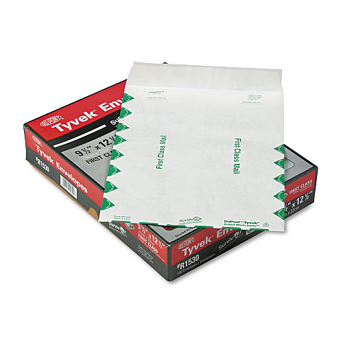 Survivor Lightweight 14 lb Tyvek Catalog Mailers, First Class, #12 1/2, Square Flap, Redi-Strip Closure, 9.5 x 12.5, White, 100/Box (R1530)