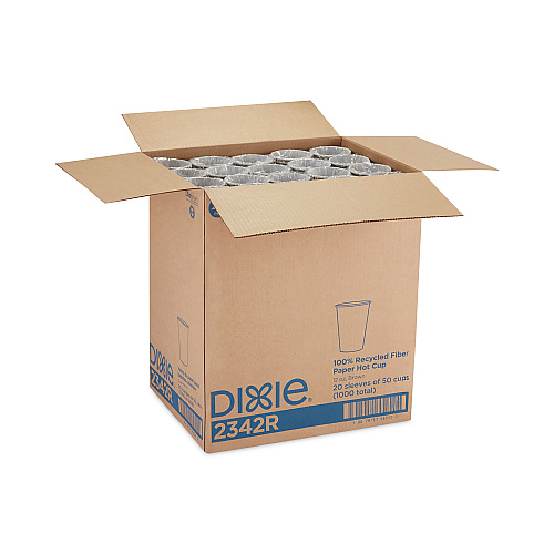 Dixie EcoSmart Recycled Fiber Hot/Cold Cups, 12 oz, Kraft/Green, 50/Sleeve, 20 Sleeves/Carton (2342R)