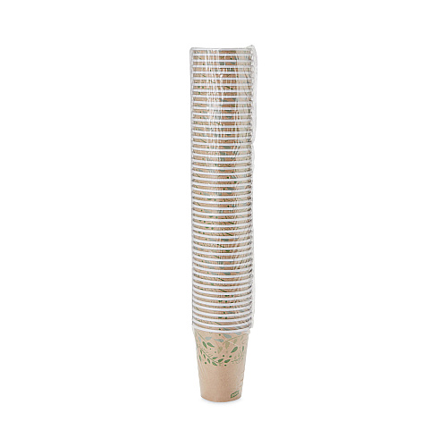 Dixie EcoSmart Recycled Fiber Hot/Cold Cups, 12 oz, Kraft/Green, 50/Sleeve, 20 Sleeves/Carton (2342R)