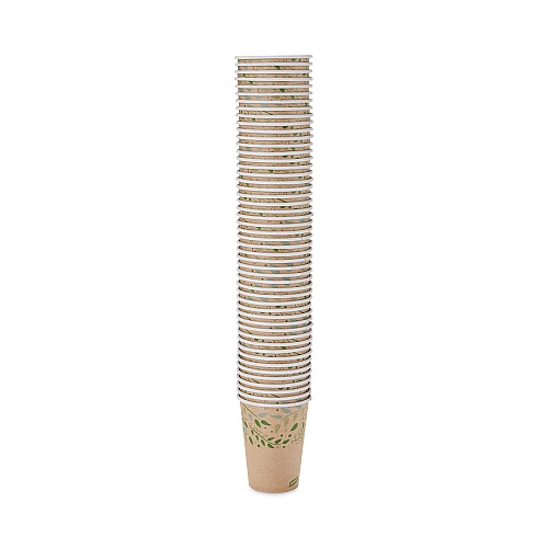 Dixie EcoSmart Recycled Fiber Hot/Cold Cups, 12 oz, Kraft/Green, 50/Sleeve, 20 Sleeves/Carton (2342R)
