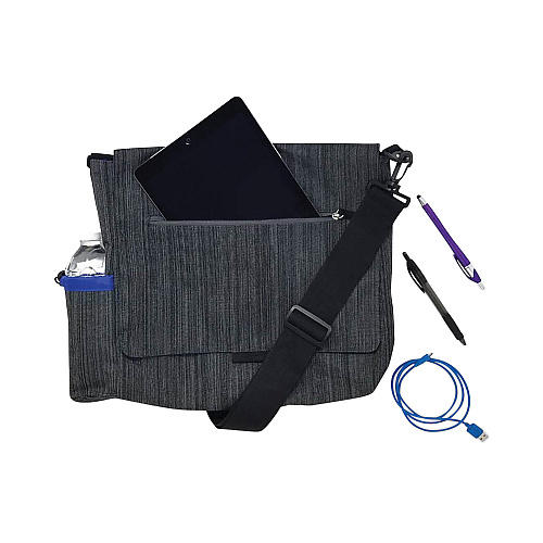 So-Mine Fabric Casual Messenger Bag, Charcoal/Cobalt (SM456)