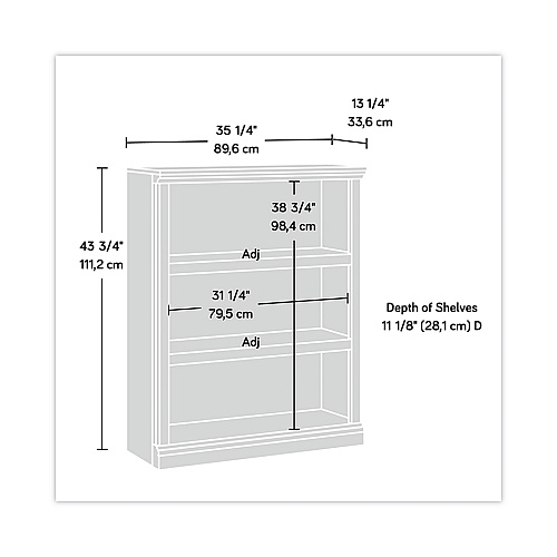 Sauder Select Collection Bookcase, Three-Shelf, 35.27w x 13.3d x 43.78h, Oiled Brown (410372)