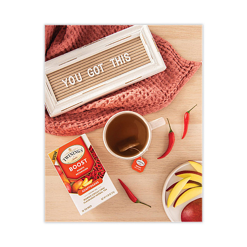 TWININGS Boost Mango Chili Chai Herbal Tea Bags, 0.95 oz, 18/Box (TNA54440)