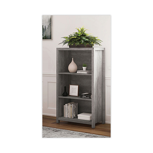 Whalen Fallbrook Bookcase, Three-Shelf, 28w x 14d x 48.25h, Smoked Ash/Rustic Warm Gray (SPUSFBBKGM)