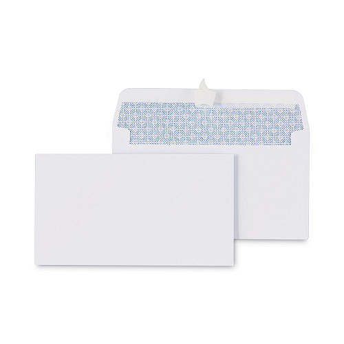 Universal Peel Seal Strip Security Tint Business Envelope, #6 3/4, Square Flap, Self-Adhesive Closure, 3.63 x 6.5, White, 100/Box (UNV36106)