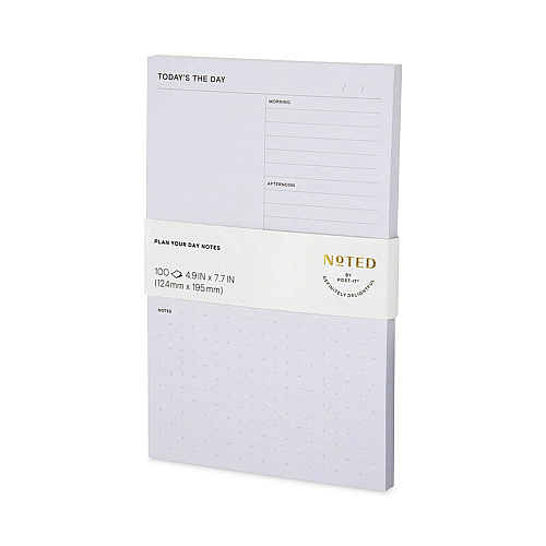 Noted by Post-it Brand Adhesive Daily Planner Sticky-Note Pads, Daily Planner Format, 4.9" x 7.7", Gray, 100 Sheets/Pad (58GRY)