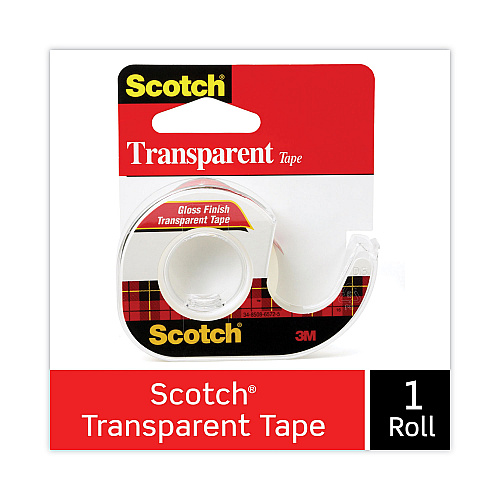 Scotch Transparent Tape In Handheld Dispenser, 1" Core, 0.5" x 37.5 ft, Transparent (144)