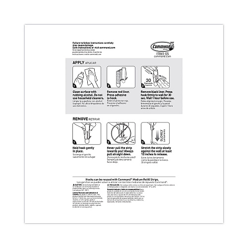 Command General Purpose Hooks, Medium, Metal, White, 2 lb Capacity, 35 Hooks and 40 Strips/Pack (17065S35NA)