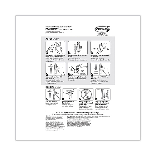 Command Decorative Hooks, Traditional, Large, Plastic, Silver, 5 lb Capacity, 1 Hook and 2 Strips/Pack (17053BNES)
