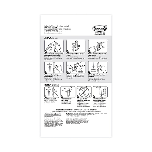 Command Decorative Hooks, Traditional, Large, Metal, Brushed Nickel, 5 lb Capacity, 2 Hooks and 4 Strips/Pack (17053BNVPES)