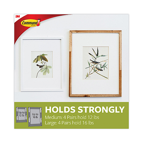 Command Picture Hanging Strips, Value Pack, Removable, (8) Large 0.63 x 3.63 Pairs, (4) Medium 0.5 x 2.75 Pairs, White (17209ES)