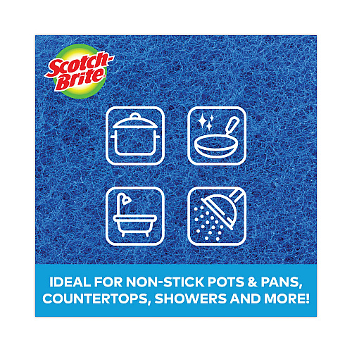 Scotch-Brite Non-Scratch Scour Pads, Size 3 x 6, Blue, 10/Carton (62310)