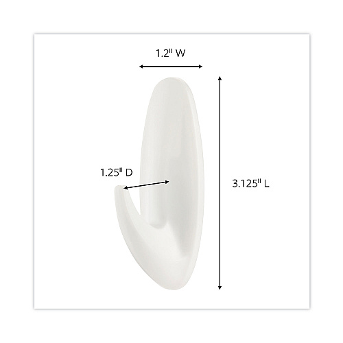 Command Designer Hooks, Medium, Plastic, White, 3 lb Capacity, 6 Hooks and 12 Strips/Pack (170816ES)