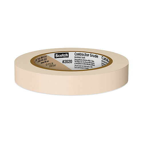 Scotch Commercial-Grade Masking Tape for Production Painting, 3" Core, 0.7" x 60 yds, Natural (202075ABK)